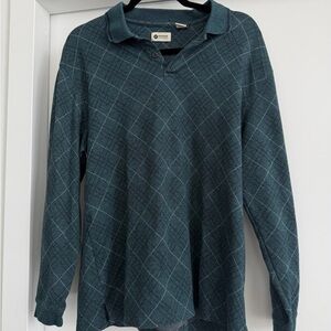 Haggar Dark Green Checkered Polo Sweater